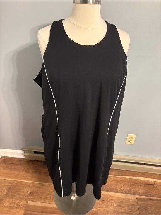Livi Active Dresses & Skirts - Livi Active Black Tank Dress with White Side Piping